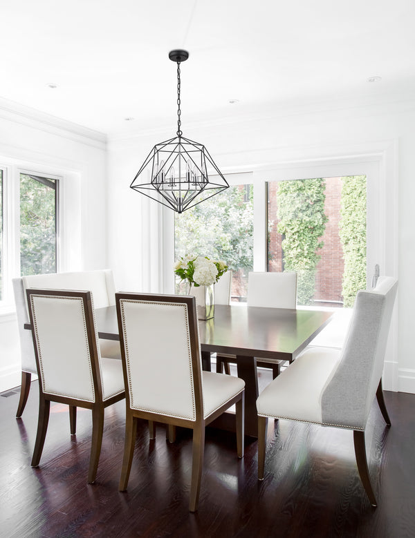 Geo 6 Light Chandelier in Matte Black + Chrome Finish