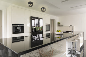 Kube 1 Light Flush Mount in Matte Black + Chrome Finish