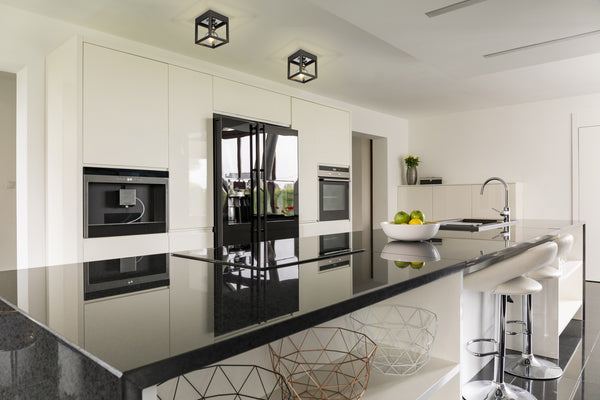 Kube 1 Light Flush Mount in Matte Black + Chrome Finish