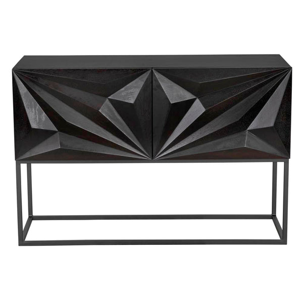 Small Zurich Console, Ebony Walnut with Iron