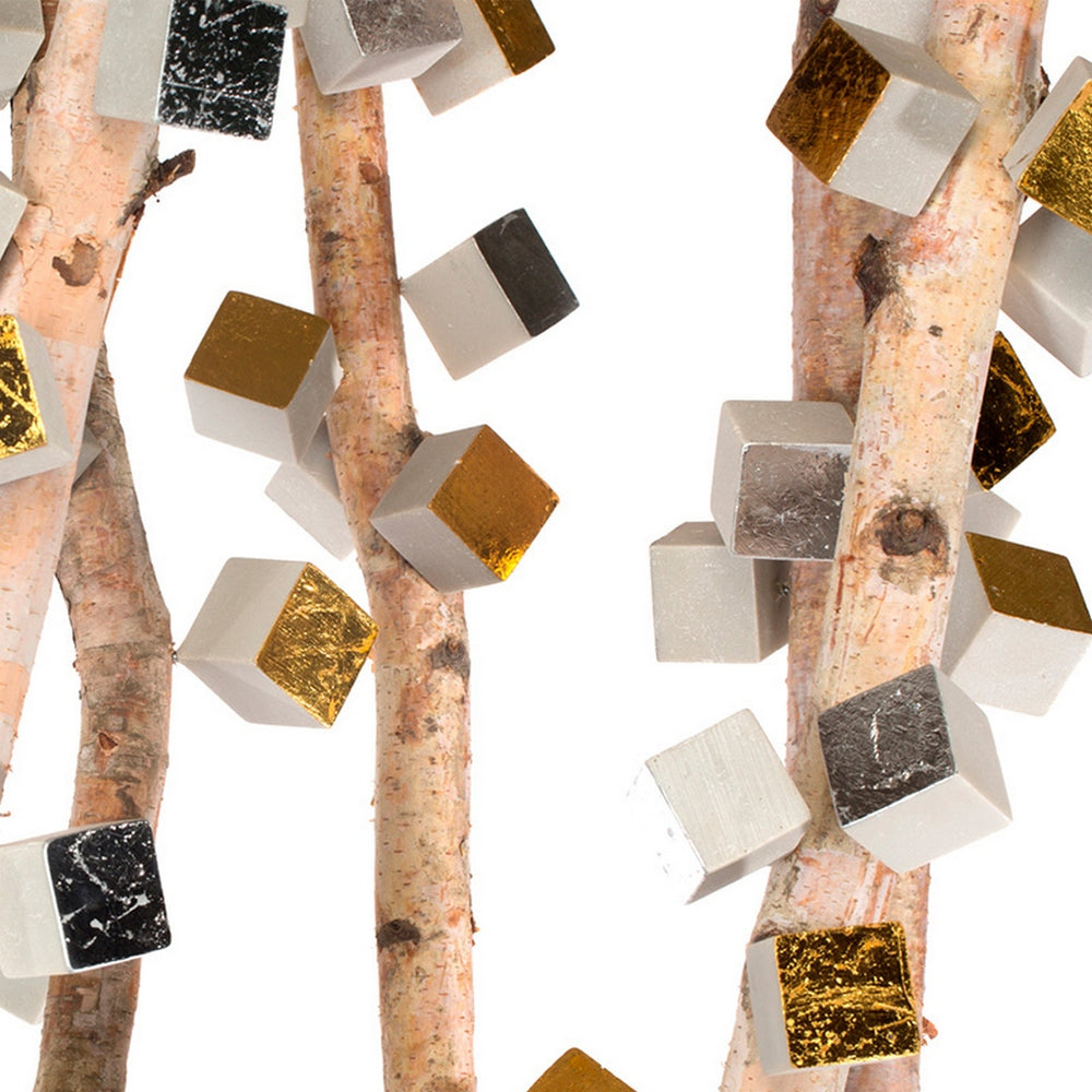 Birch Poles with Gold & Silver Cube/ Pivot Wall Pl