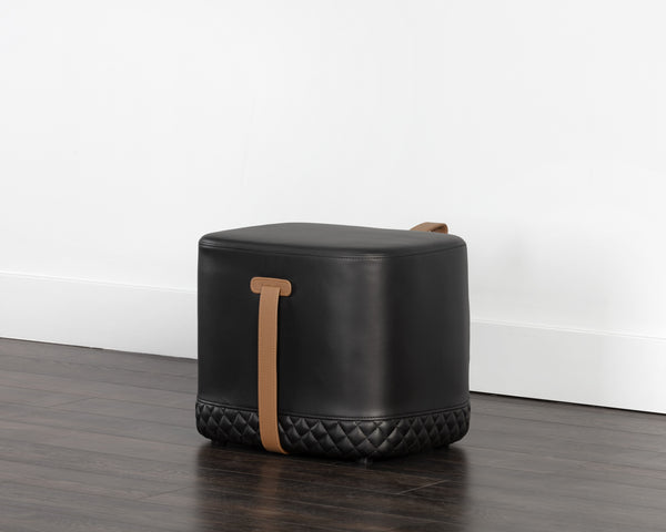 Axio Ottoman - Napa Black / Napa Cognac
