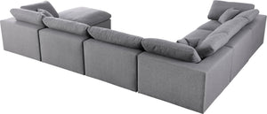 Carmen Cloud Modular Sectional In Grey Linen Fabric