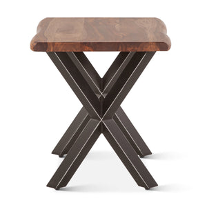 Brisbane 26" Sheesham Wood and Iron Side Table, Natural