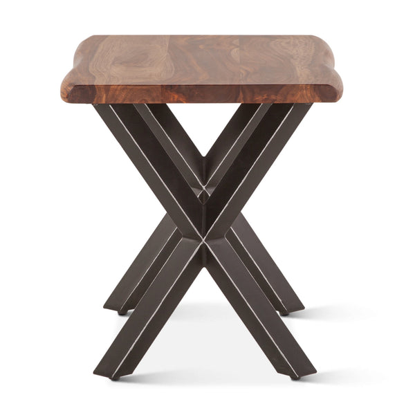 Brisbane 26" Sheesham Wood and Iron Side Table, Natural