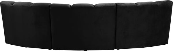 Lynda 3pc. Modular Sectional In Black Velvet