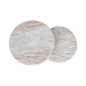 Huxley Marble Round Accent Table with Rusty Gray Veining