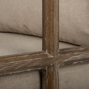 Skylar II Tan Fabric Covered Cushioned Demi-Lune Wooden Frame Accent Chair