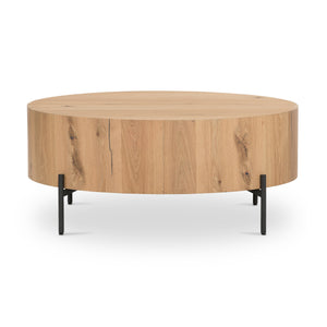 Eaton Drum Coffee Table In Light Oak Resin