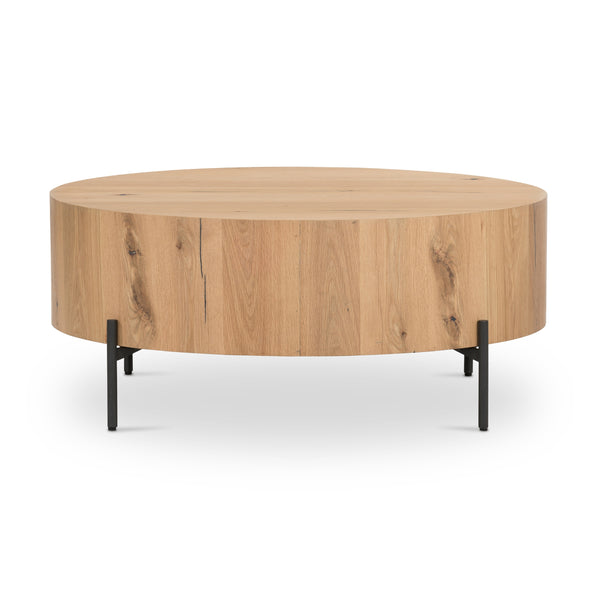 Eaton Drum Coffee Table In Light Oak Resin
