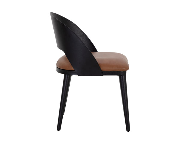 DEZIRAE DINING CHAIR - BLACK - COGNAC LEATHER