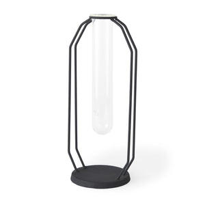 Aria 4.5L x 3.9W x 11.0H Metal and Glass Holder Object