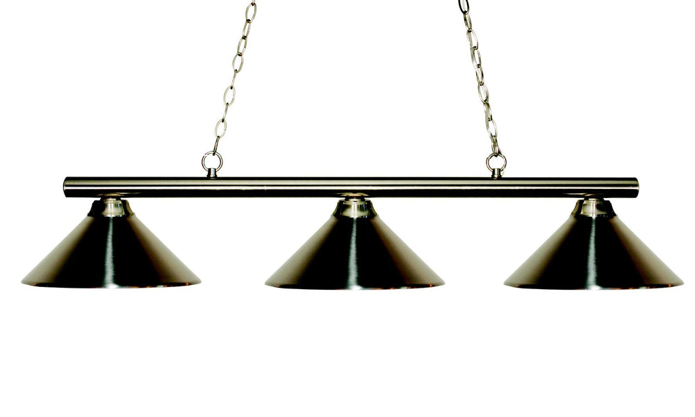 Sharp Shooter 3 Light Billiard Light in Brushed Nickel Finish