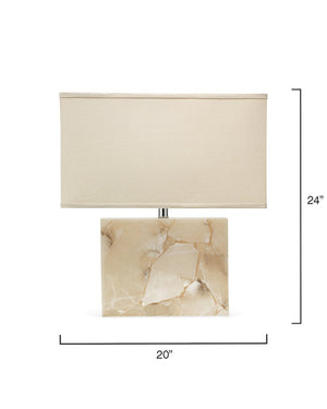 Borealis Alabaster Table Lamp with Linen Shade