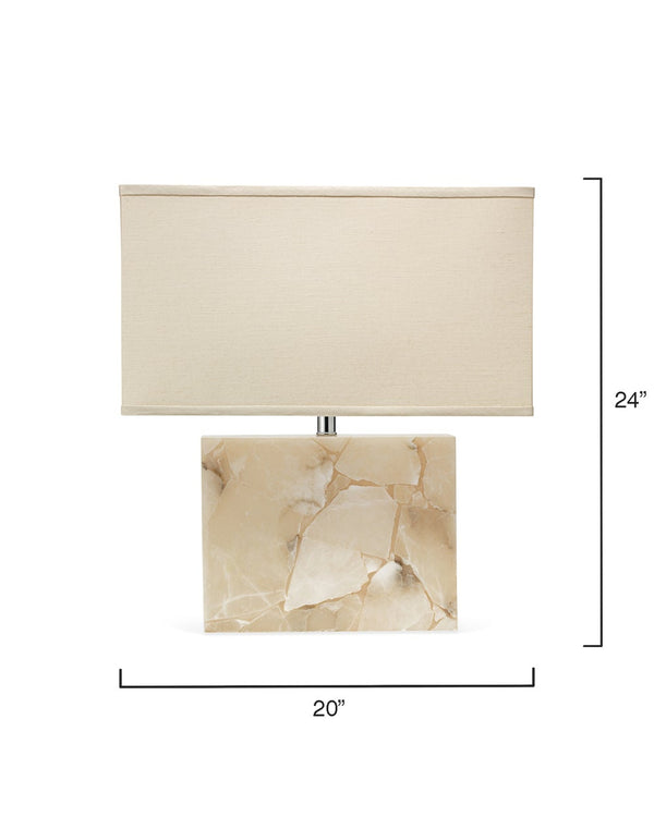 Borealis Alabaster Table Lamp with Linen Shade