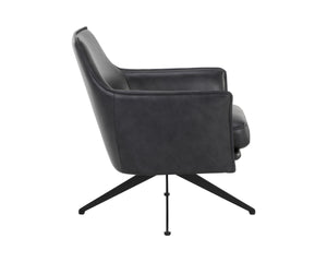 CROSBY SWIVEL LOUNGE CHAIR - ALPINE BLACK LEATHER