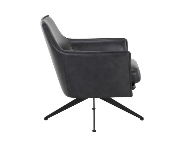 CROSBY SWIVEL LOUNGE CHAIR - ALPINE BLACK LEATHER