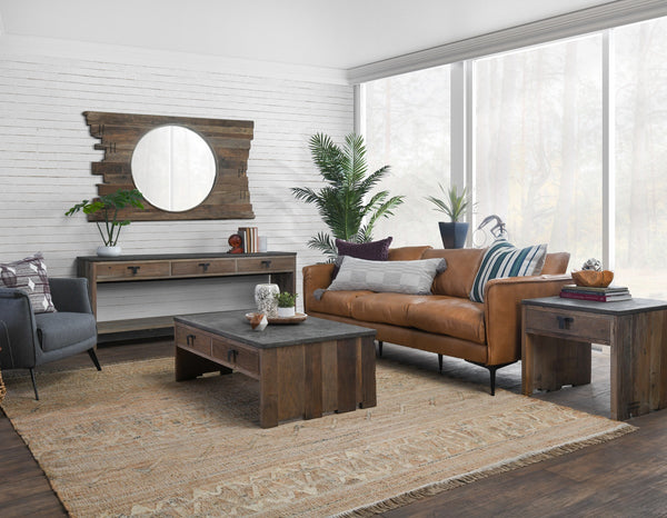 Abigail Leather Sofa in Top Grain Adobe Tan Leather