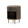 Shagreen Round Nightstand-Antique Brass