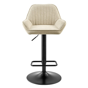 Luther Fabric Gaslift Swivel Bar Stool In Strata Cream (Set of 2)