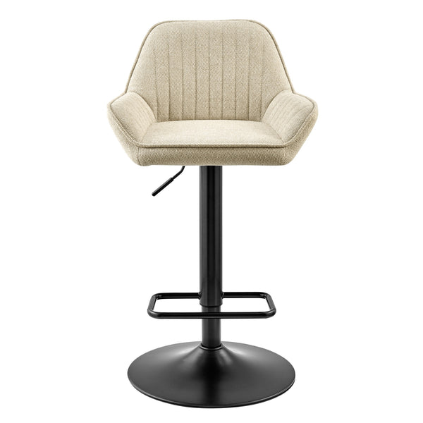 Luther Fabric Gaslift Swivel Bar Stool In Strata Cream (Set of 2)