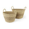 Vance 17.7L x 17.7W x 11.8H Light Brown Palm Leaf and Seagrass Round Basket W/ Handles