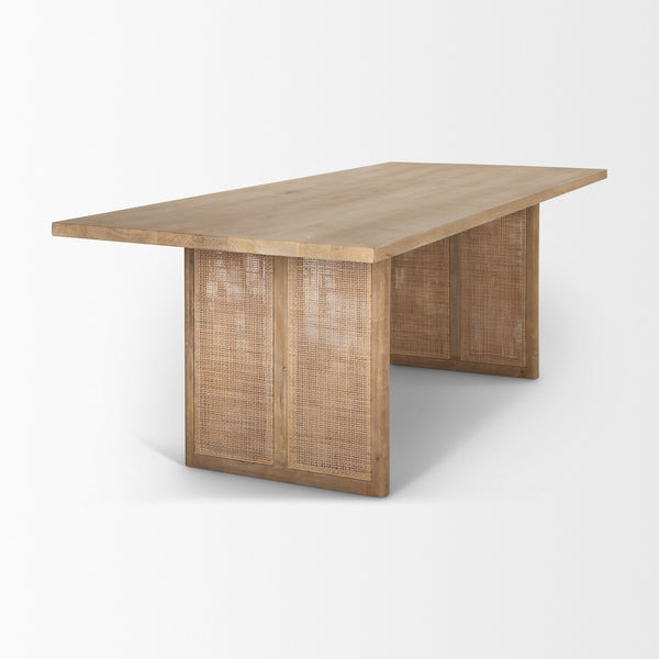 Grier 84L Light Brown Wood w/ Cane Dining Table