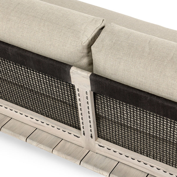 Livia Teak Outdoor Sofa in Taupe Acrylic