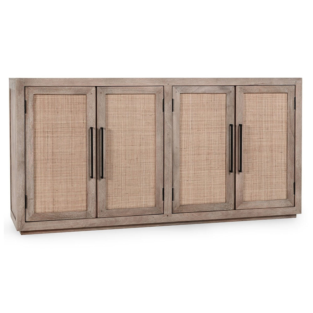 Jensen Solid Wood 4Dr Cabinet with Cane Detail