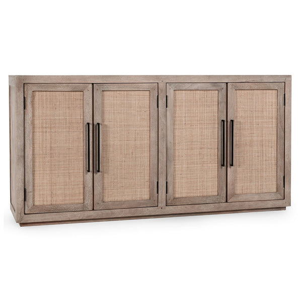 Jensen Solid Wood 4Dr Cabinet with Cane Detail