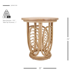 Ayra Rattan Side/End Table w/ Wood Top, Natural