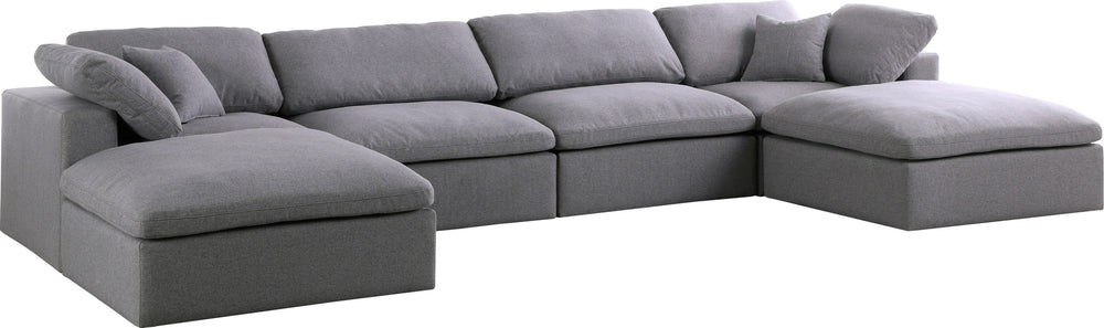 Carmen Cloud Modular Sectional In Grey Linen Fabric