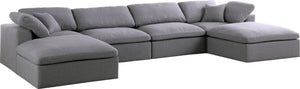 Carmen Cloud Modular Sectional In Grey Linen Fabric