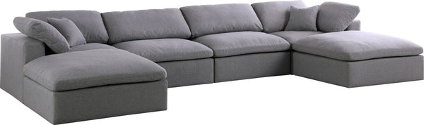 Carmen Cloud Modular Sectional In Grey Linen Fabric