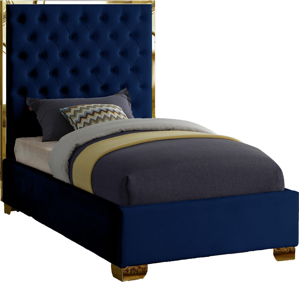 Jared Twin Bed In Navy Velvet