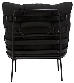 Hanzo Sungkai/Mindi Chair with Industrial Steel Legs in Charcoal Black Cotton