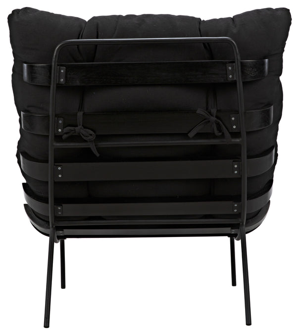 Hanzo Sungkai/Mindi Chair with Industrial Steel Legs in Charcoal Black Cotton