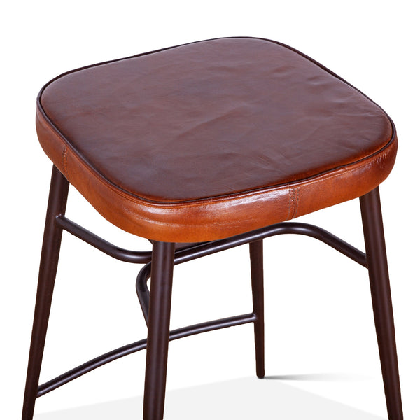 Wellington Backless Leather Counter Stool