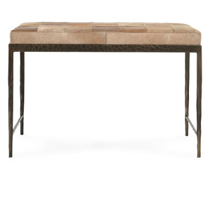 Achen Hide Bench with Hammered Iron Frame - Canyon Sand