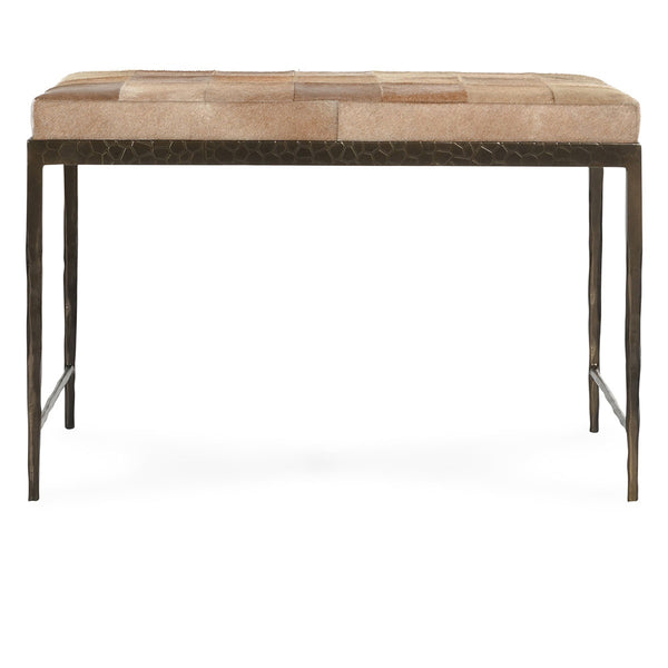 Achen Hide Bench with Hammered Iron Frame - Canyon Sand