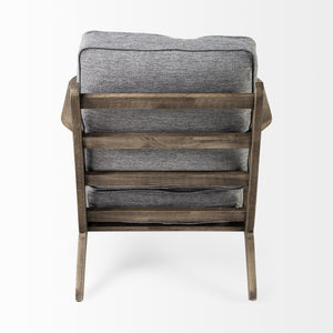 Olympus V Castlerock Grey Fabric Wrapped Brown Wooden Frame Accent Chair