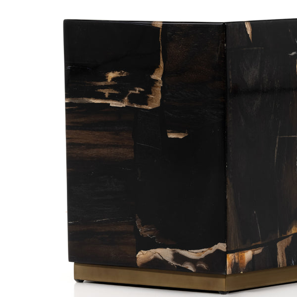 Shep End Table In Polished Petrified Wood