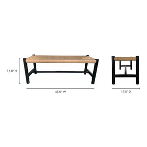 Moe's Hawthorn Small Bench in Black with Woven Seat