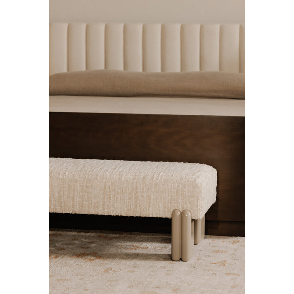 Priya Bench Off White with High-Gloss Iron Legs
