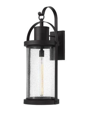 Roundhouse 1 Light Outdoor Wall Sconce in Black Finish