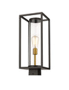 Dunbroch 1 Light Outdoor Post Mount Fixture in Deep Bronze + Outdoor Brass Finish