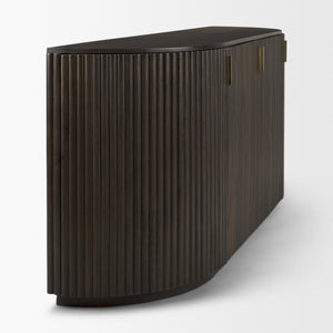 Terra 72L x 18W x 32H Dark Brown Wood Fluted Sideboard