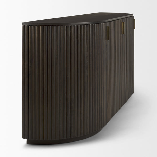 Terra 72L x 18W x 32H Dark Brown Wood Fluted Sideboard