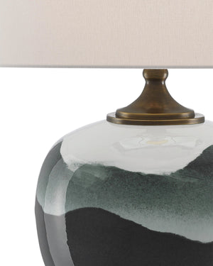 Boreal Table Lamp In White & Green & Antique Brass