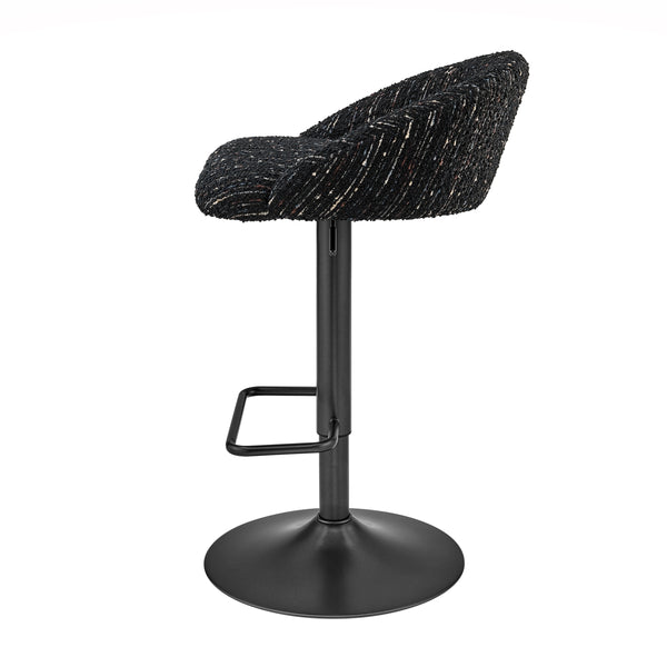 Jorrell KD Boucle Gaslift Swivel Bar Stool, Zenith Black